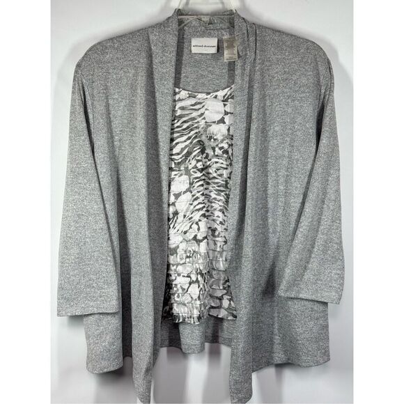 Alfred Dunner Attached Tank Top Open Front Long Sleeve Cardigan Set Size Extra L - Picture 1 of 8